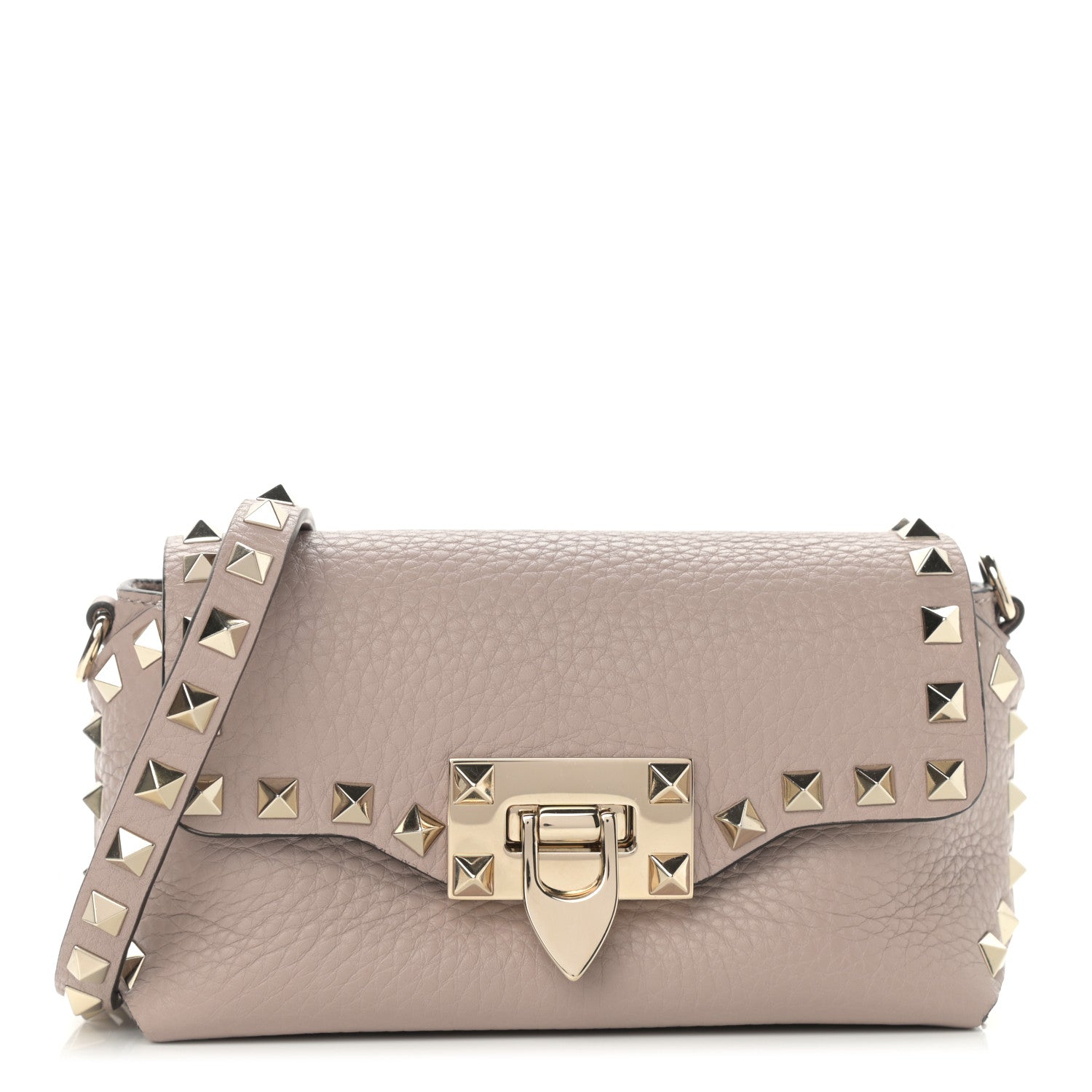 Valentino Garavani Pebbled Calfskin Mini Rockstud Crossbody Bag Poudre 1 of 10