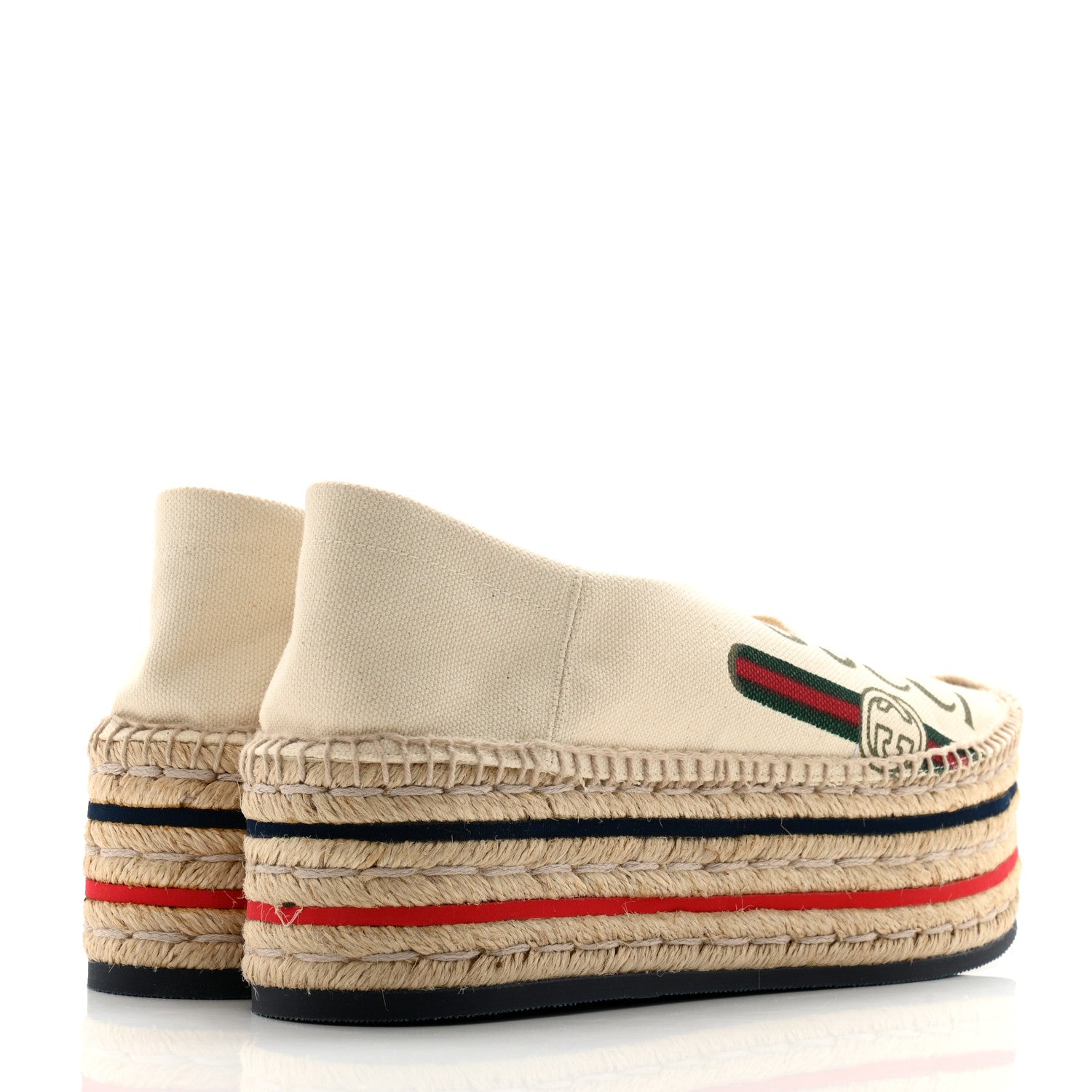Gucci Canvas Logo Lace-Up Platform Espadrilles 39 Greggio Grege 4 of 10
