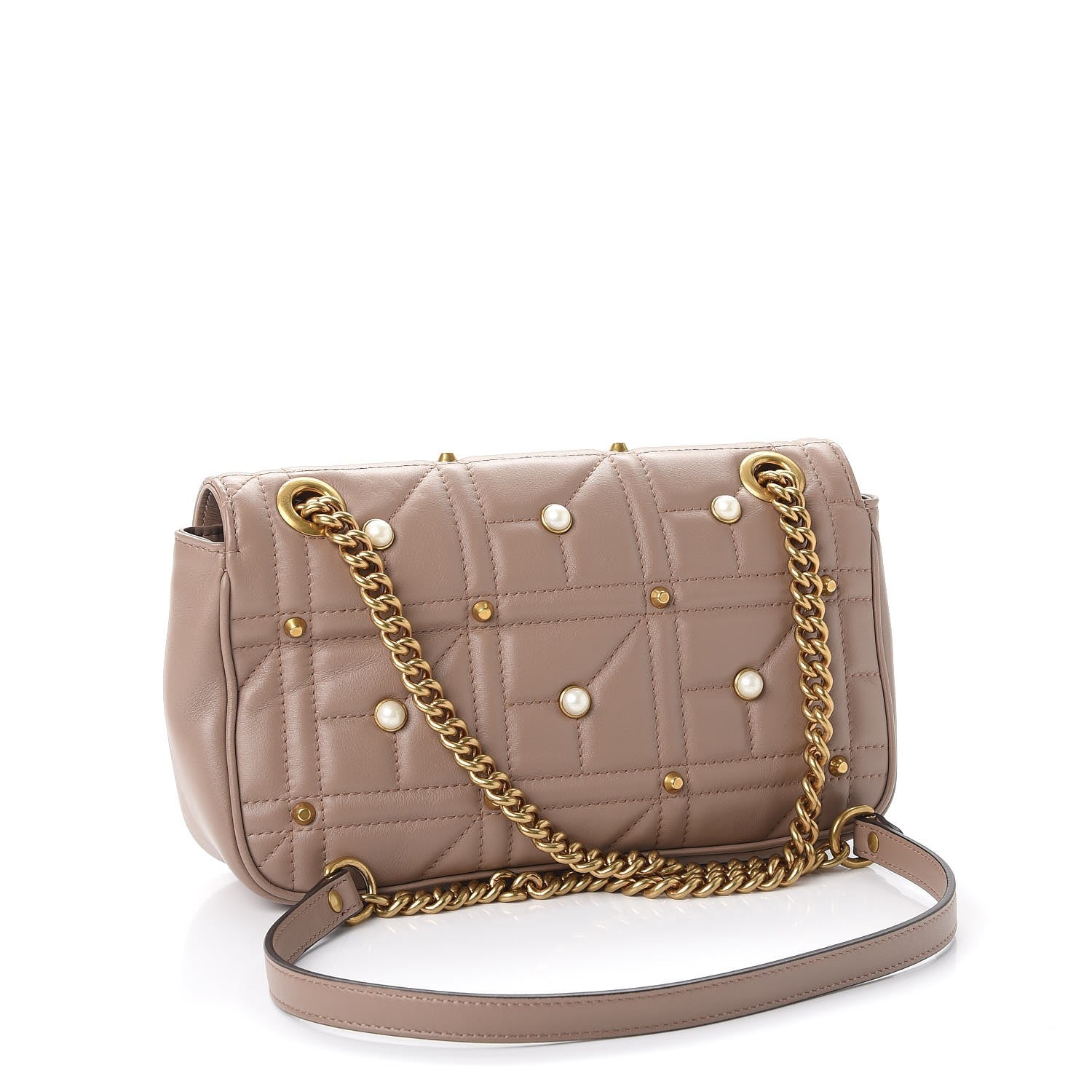 Gucci Calfskin Matelasse Studded Mini Pearly GG Marmont Shoulder Bag Porcelain Rose 3 of 7