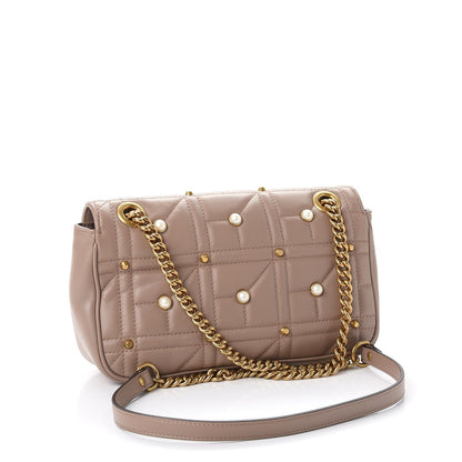 Gucci Calfskin Matelasse Studded Mini Pearly GG Marmont Shoulder Bag Porcelain Rose 3 of 7