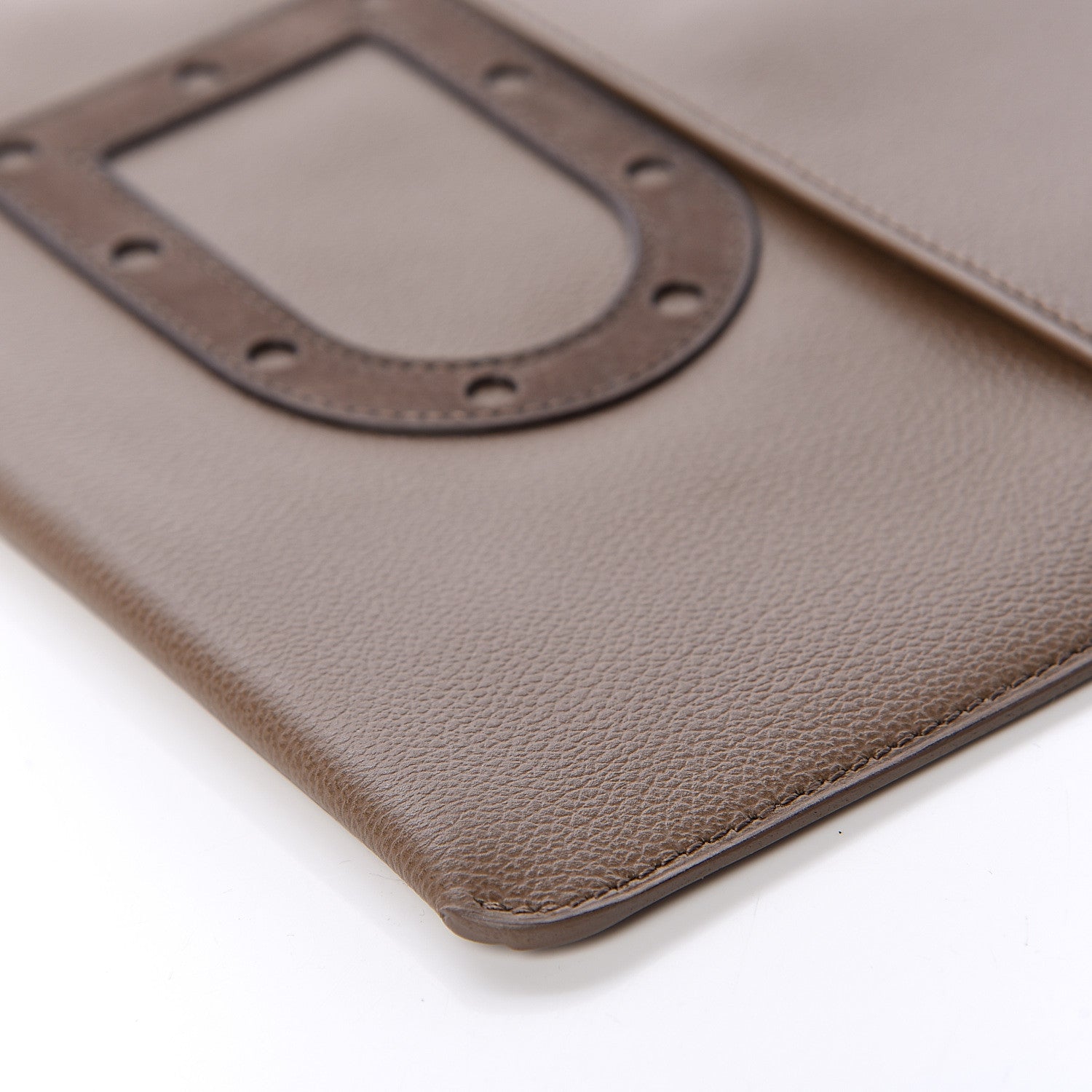 Delvaux Grained Calfskin D Flat Clutch Brown 12 of 12