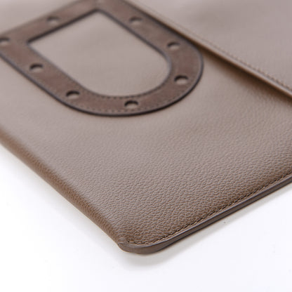 Delvaux Grained Calfskin D Flat Clutch Brown 12 of 12
