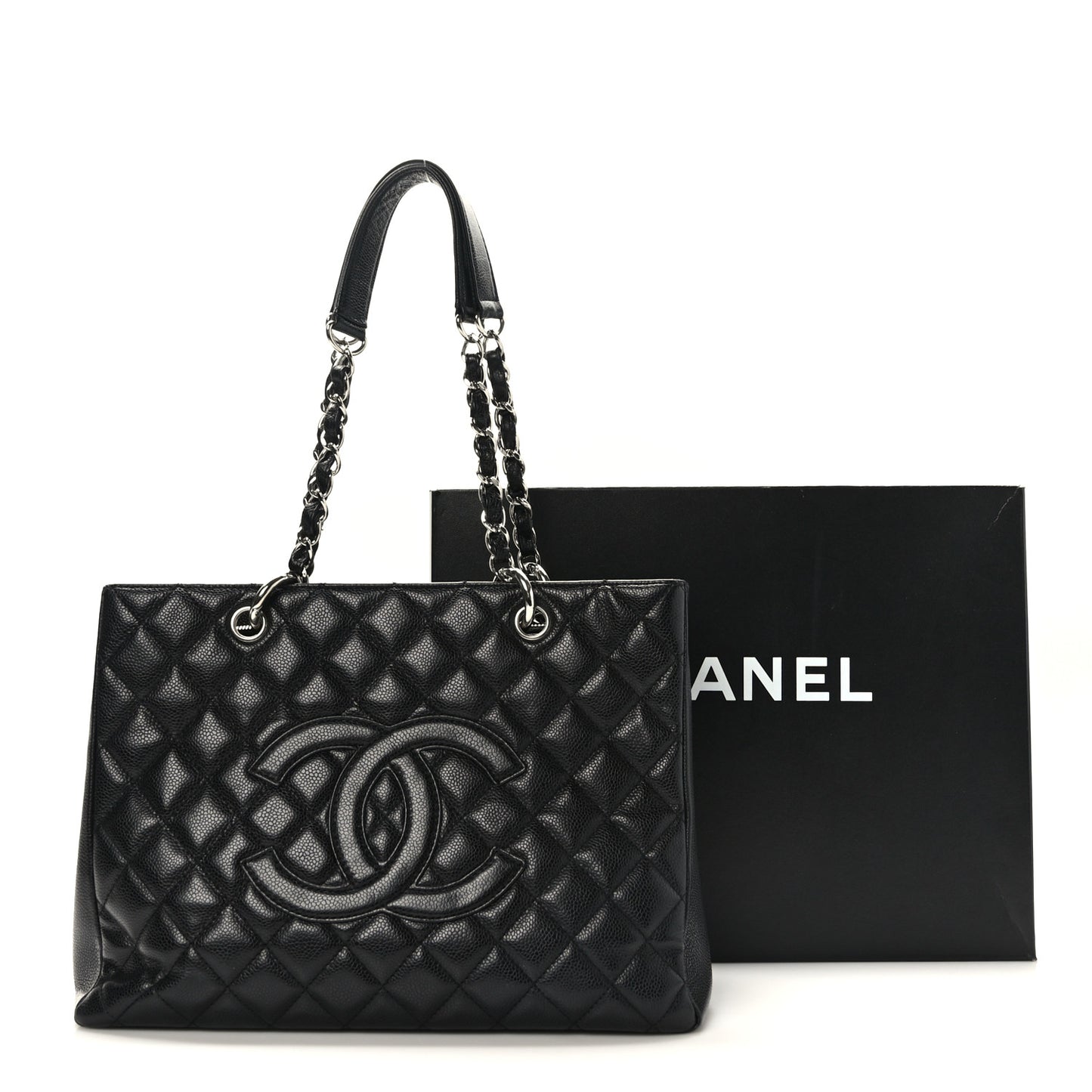 Caviar Quilted Grand Shopping Tote GST Black