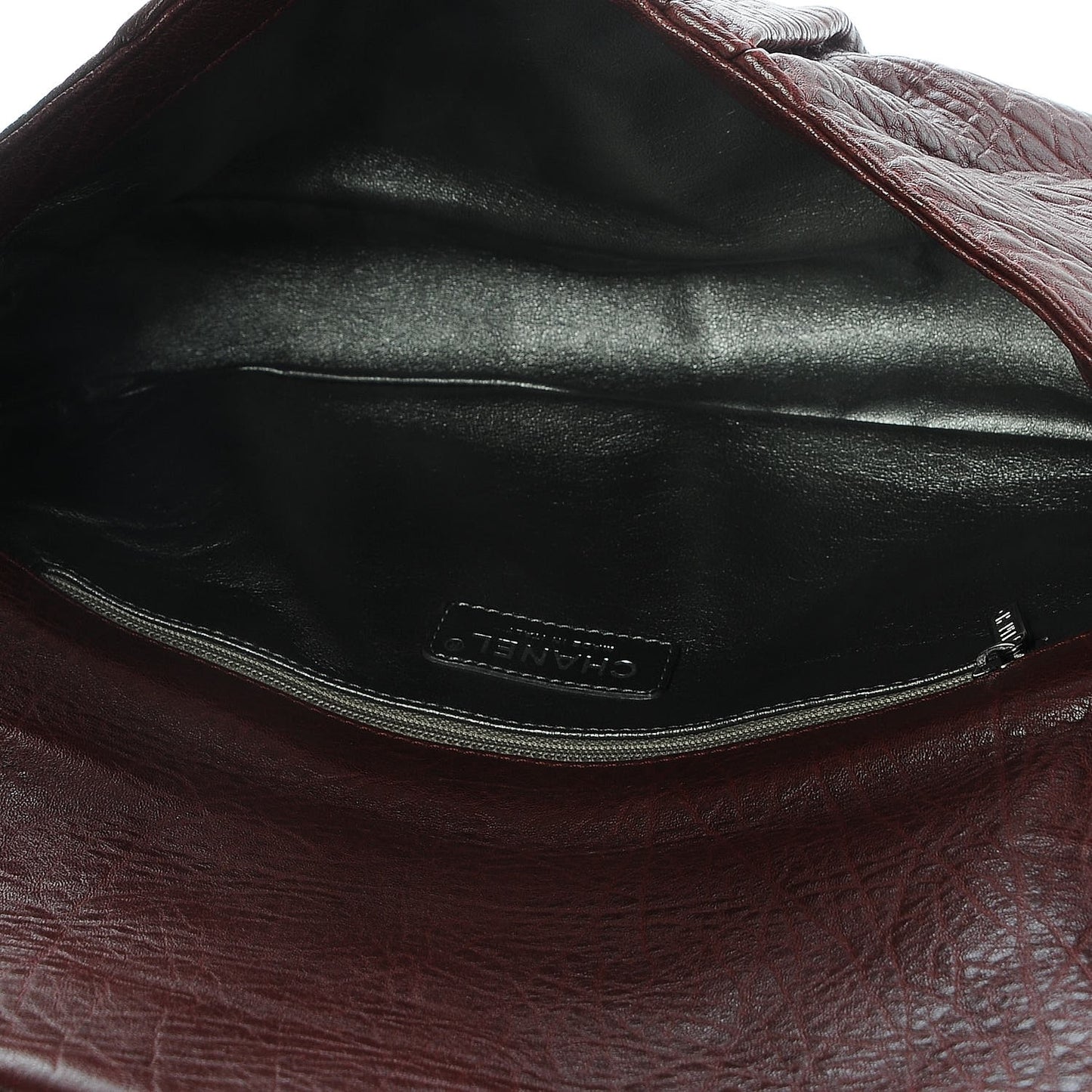 Distressed Lambskin Quilted Flap Bordeaux