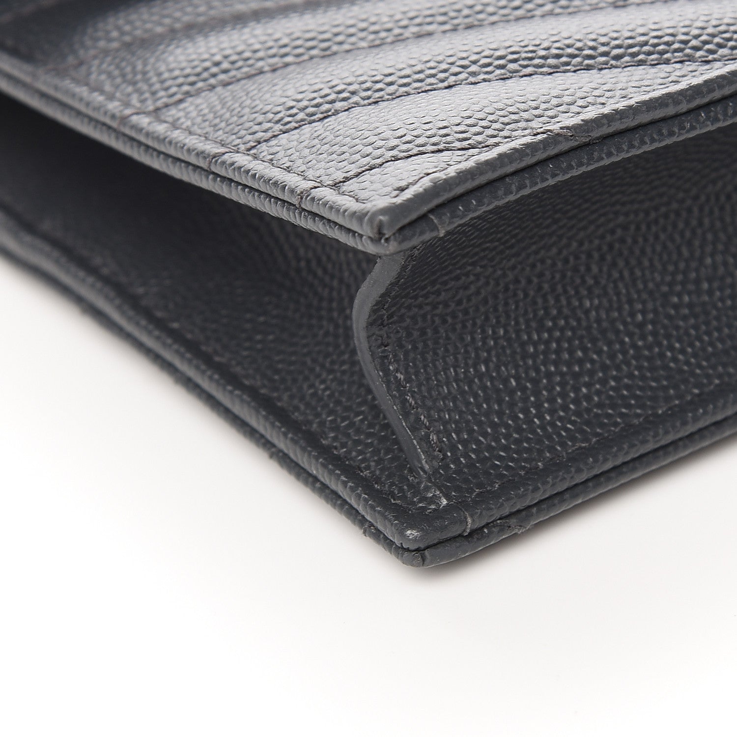 Saint Laurent Grain De Poudre Matelasse Chevron Monogram Envelope Chain Wallet Dark Smog 8 of 11