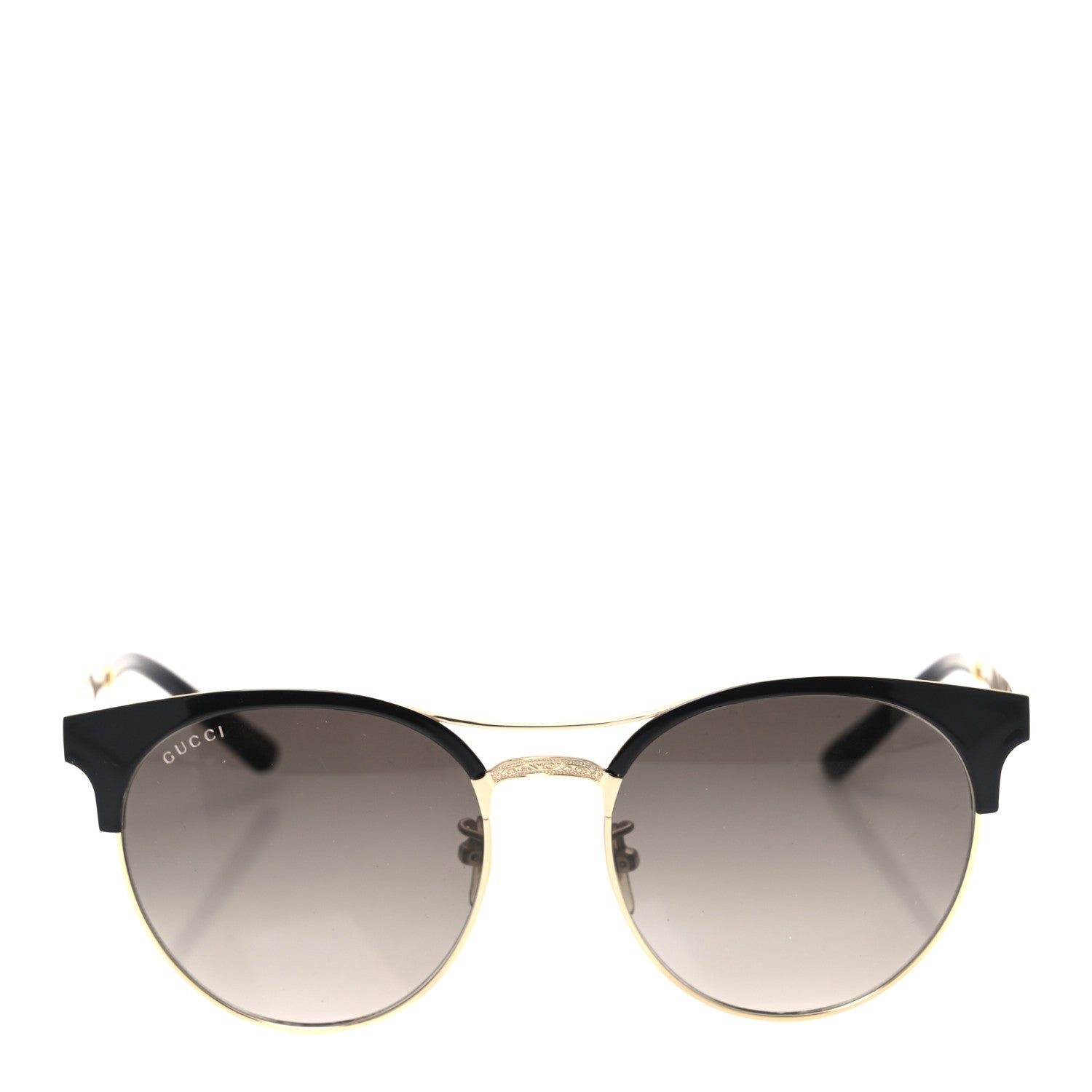 Gucci Round Metal GG0075SK Sunglasses Black Gold 1763729