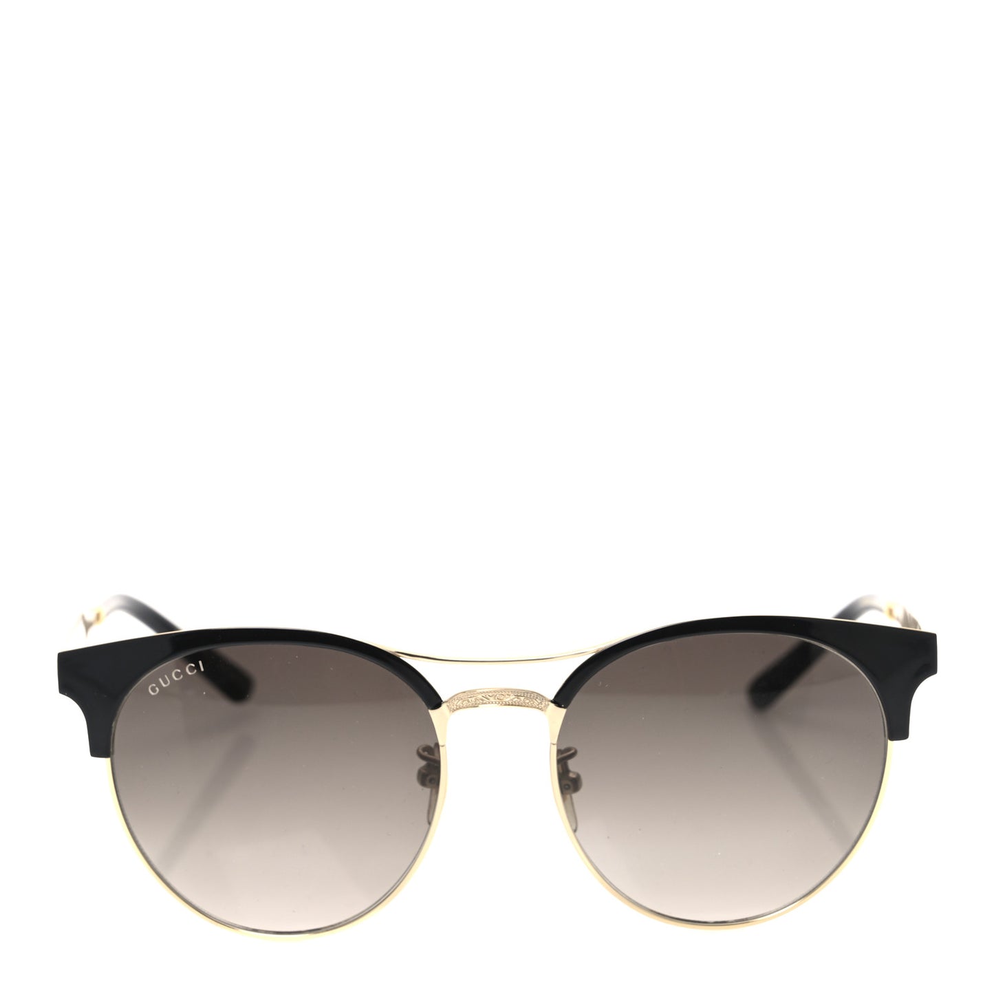 Round Metal GG0075SK Sunglasses Black Gold
