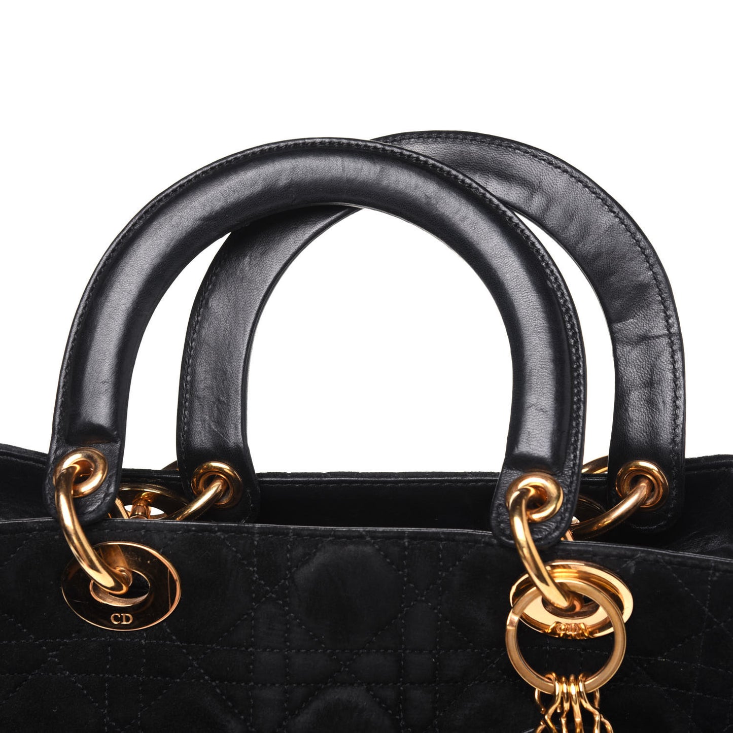 Suede Cannage Medium Lady Dior Black