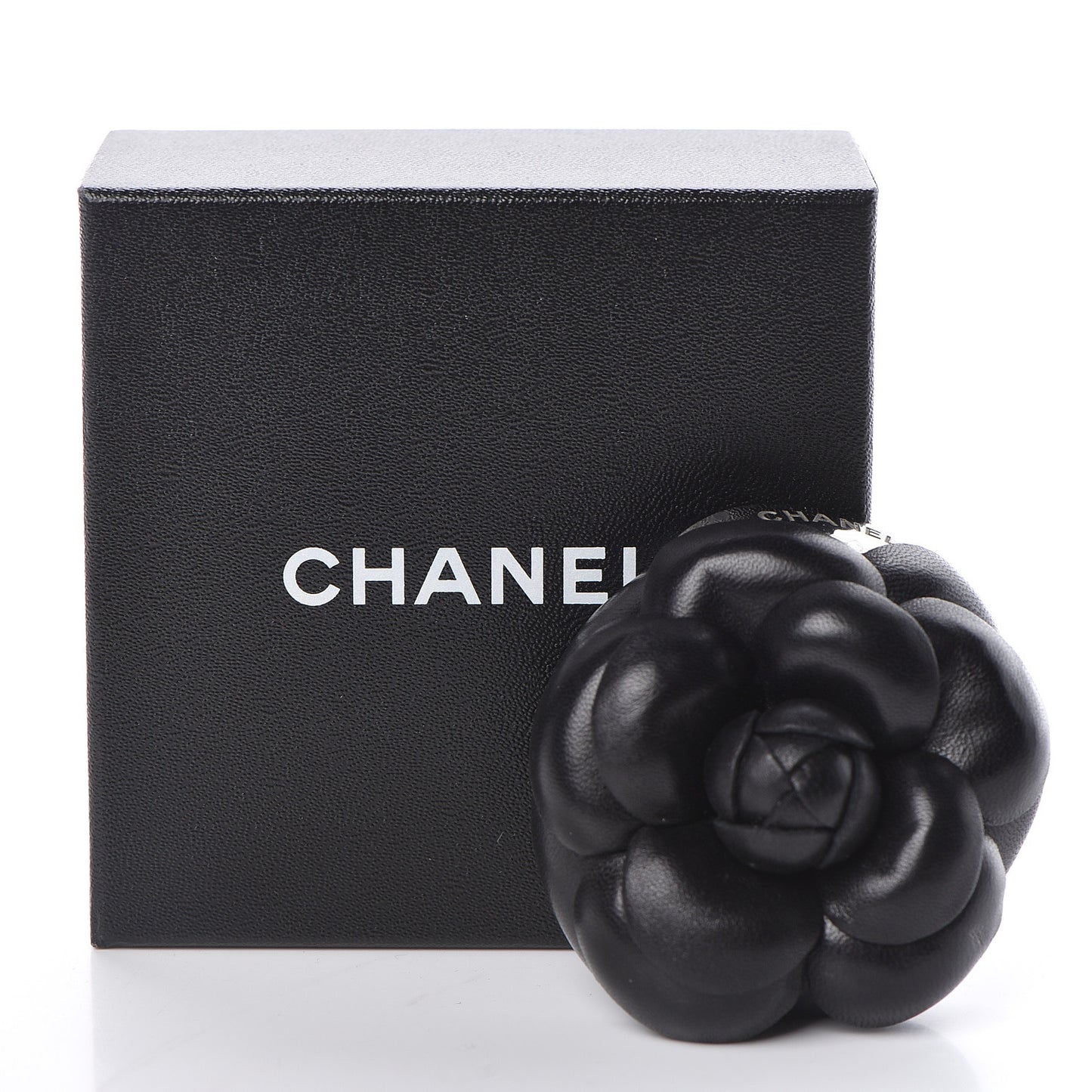 Lambskin Camellia Brooch Black