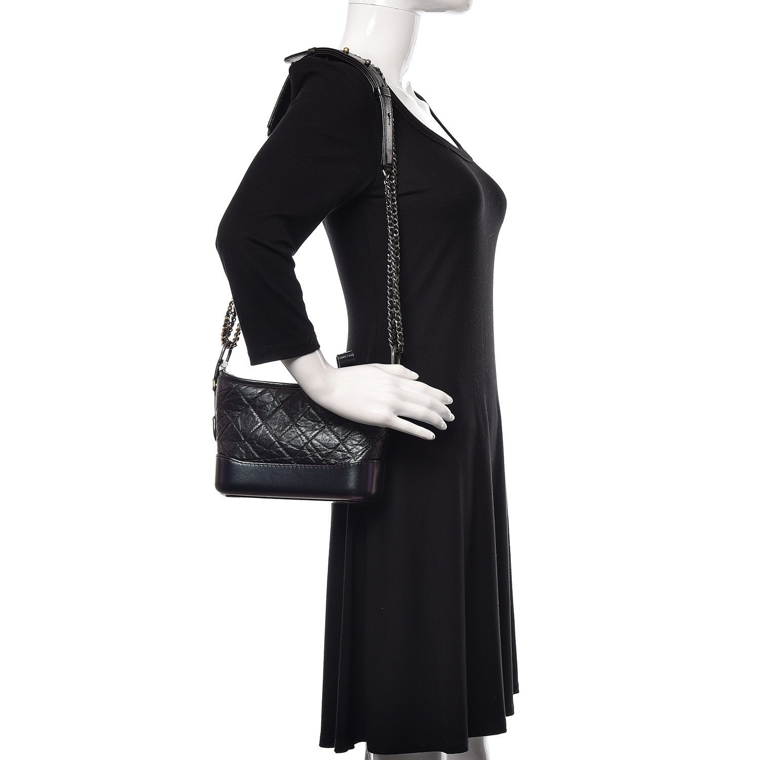 Chanel Iridescent Aged Calfskin Quilted Small Gabrielle Hobo Black 2 of 10