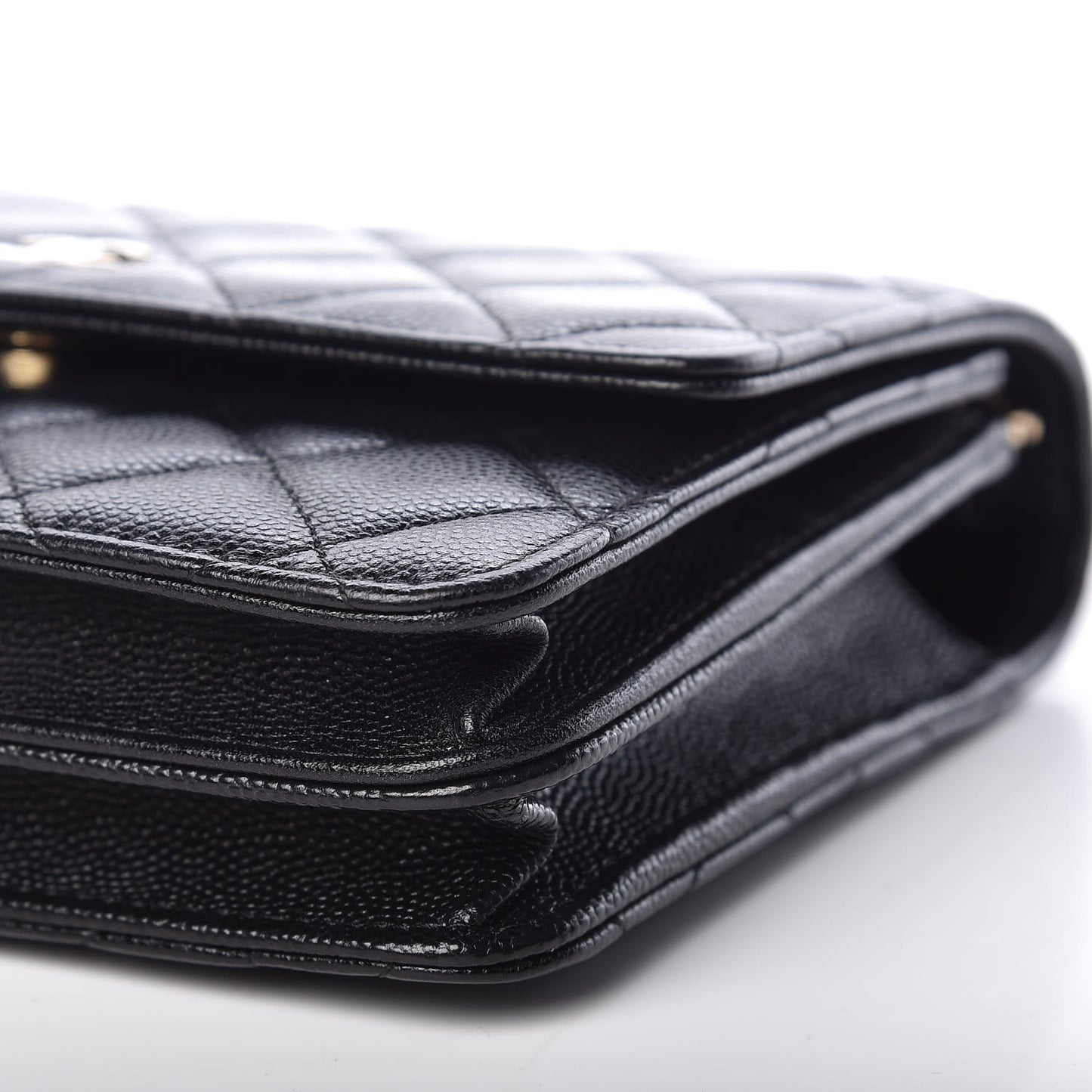 Caviar Quilted Square Wallet On Chain WOC Black