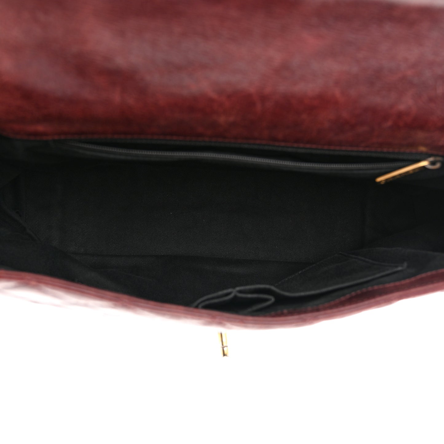 Glazed Calfskin Castle Rock Large Flap Burgundy