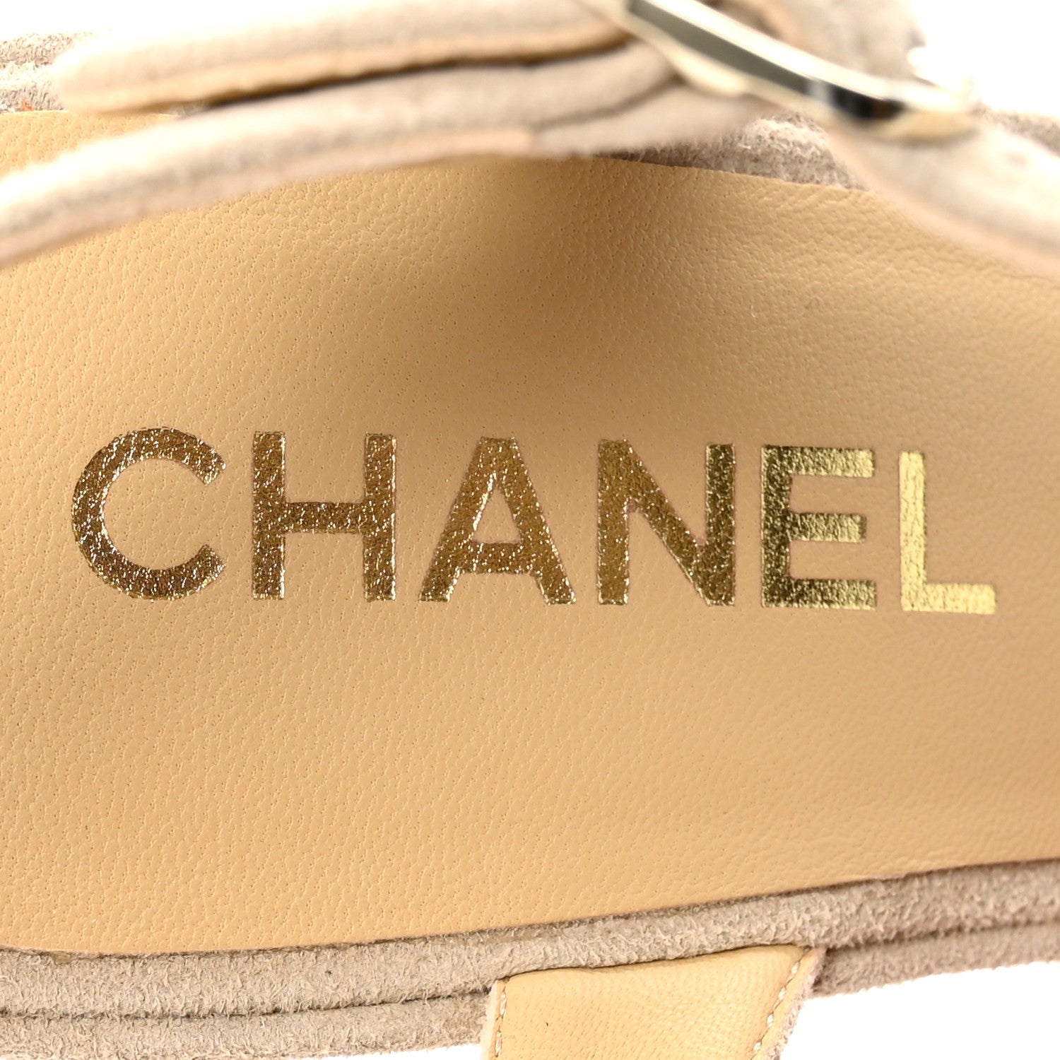 Chanel Suede CC Platform Sandals 38.5 Light Beige 8 of 9