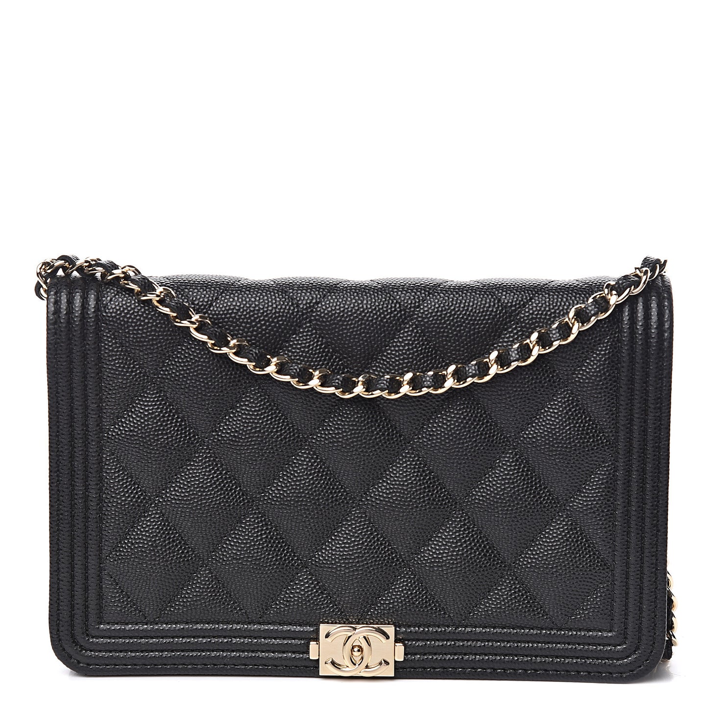 Caviar Quilted Boy Wallet On Chain WOC Black