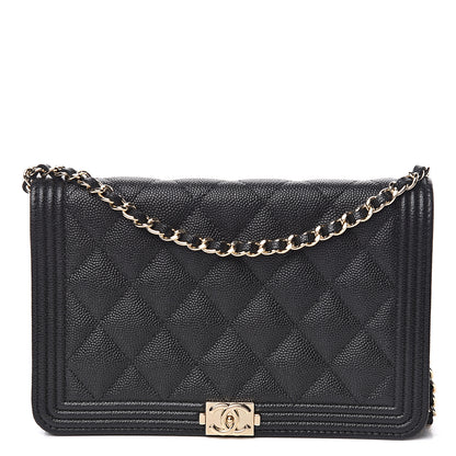 Chanel Caviar Quilted Boy Wallet On Chain WOC Black 1 of 12
