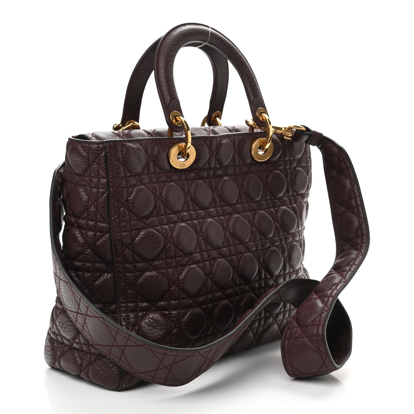Grained Calfskin Cannage Large Lady Dior Burgundy