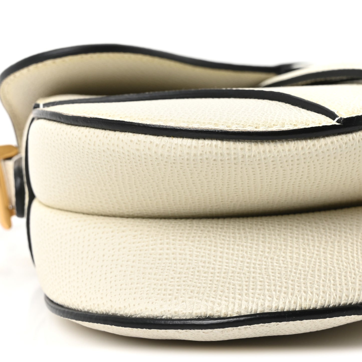 Grained Calfskin Mini Saddle Bag White