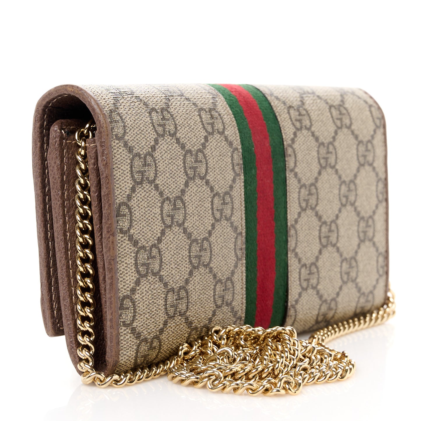 GG Supreme Monogram Web Ophidia Wallet On Chain Brown