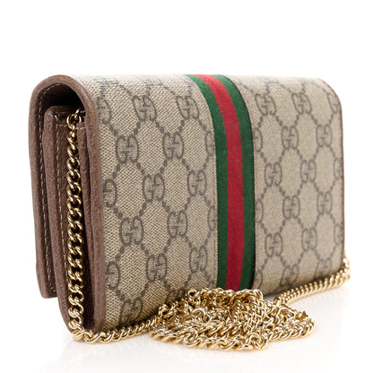 Gucci GG Supreme Monogram Web Ophidia Wallet On Chain Brown 3 of 11