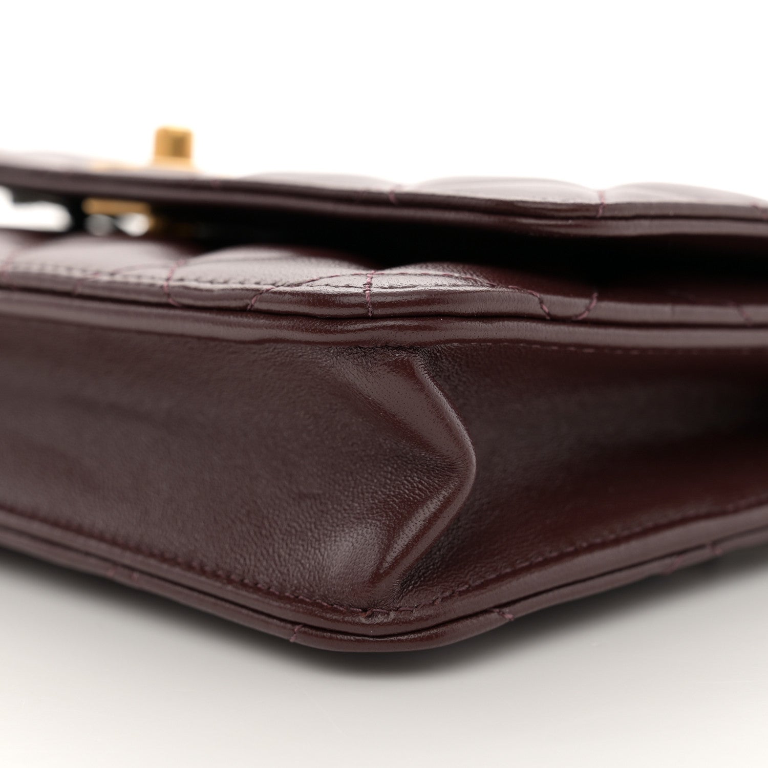 Chanel Lambskin Quilted CC Pearl Crush Wallet on Chain WOC Dark Brown 10 of 11