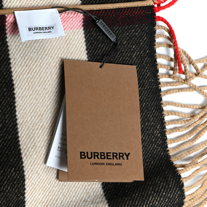 Burberry Cashmere Wool Giant Check Cape Scarf Camel 3 of 3
