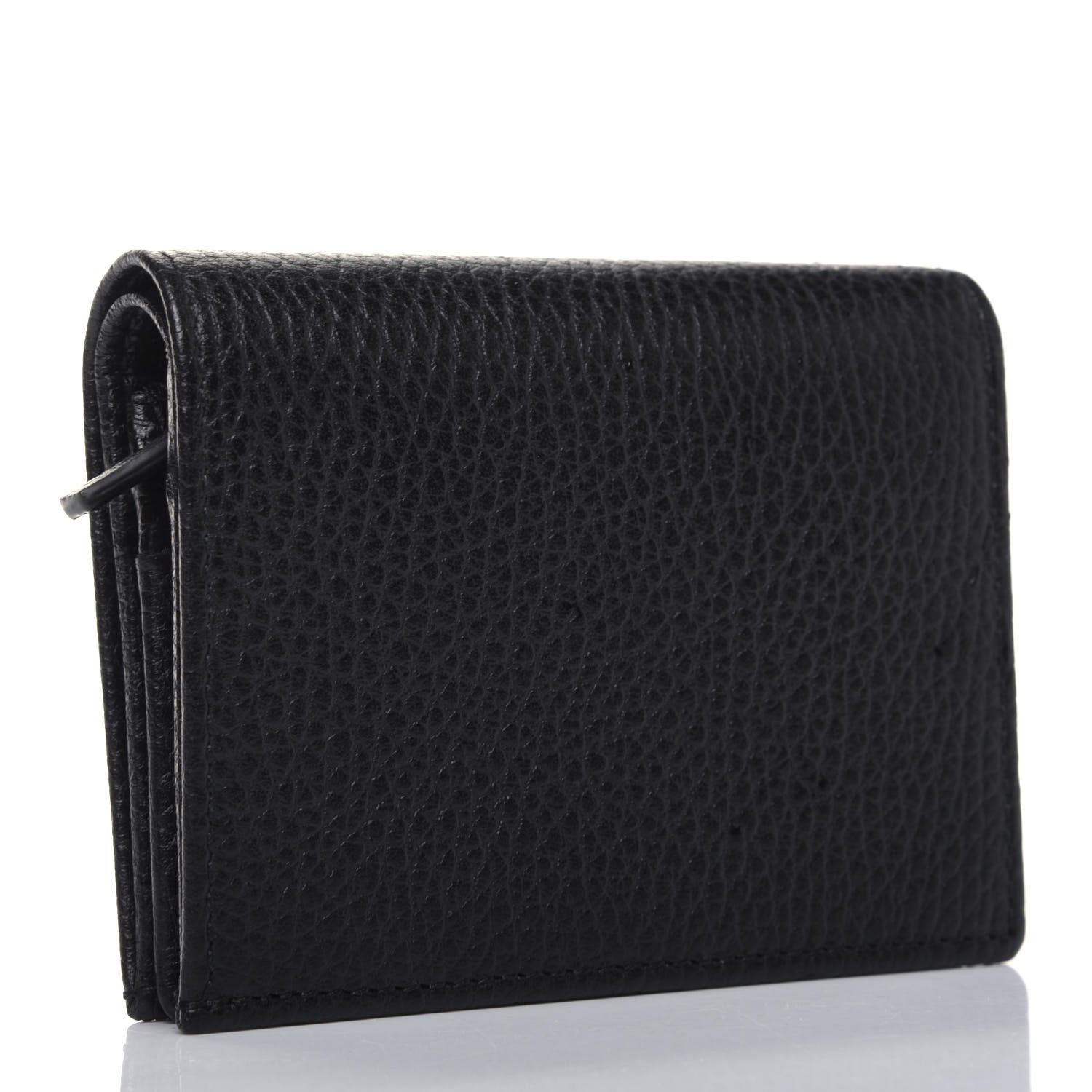 Gucci Pebbled Calfskin GG Marmont Card Case Black 3 of 9