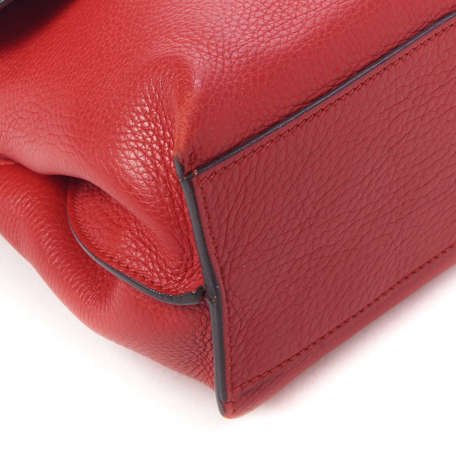 Gucci Cellarius Calfskin Small Bamboo Daily Top Handle Bag Hibiscus Red 6 of 9
