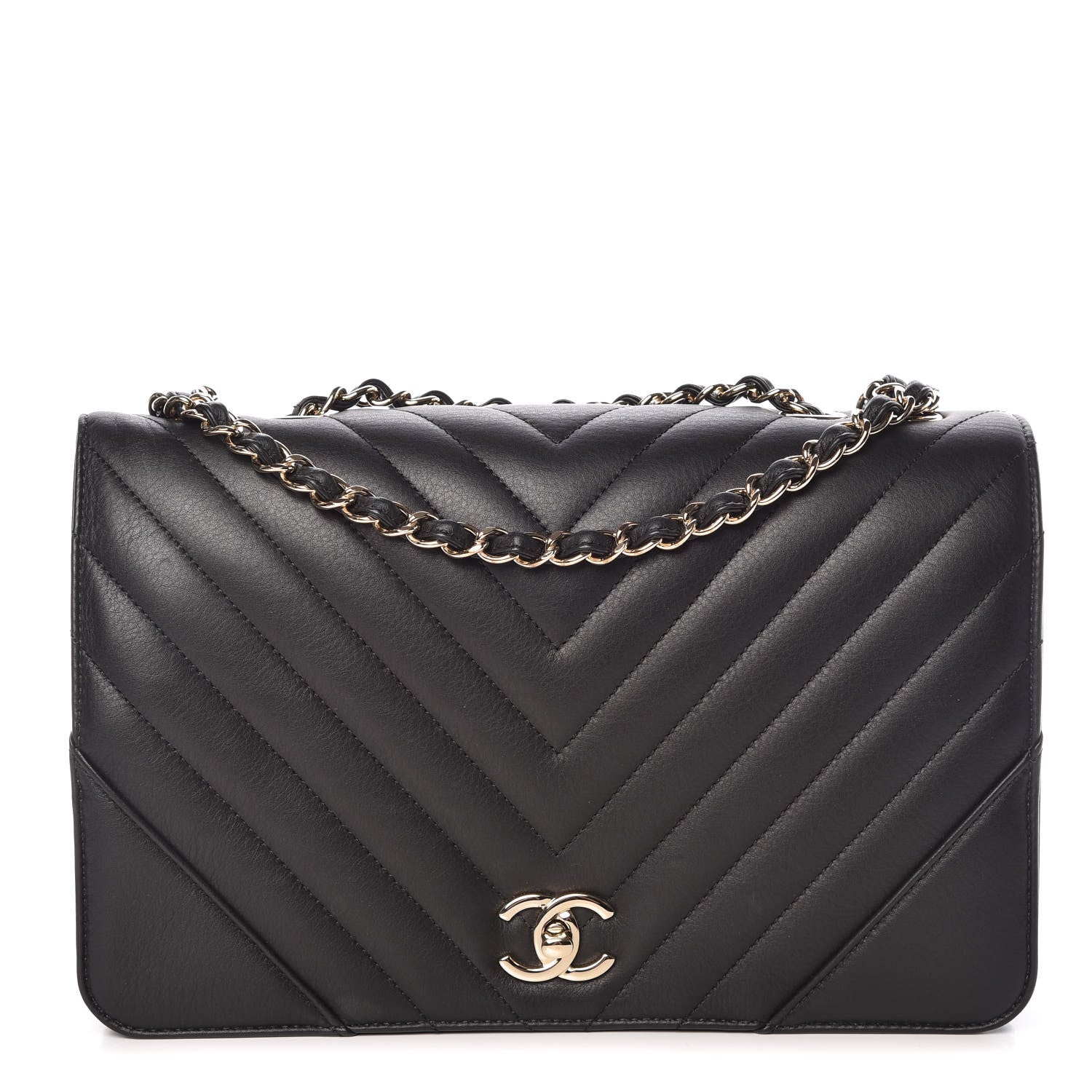 Chanel Calfskin Chevron Quilted Large Statement Flap Black 1 of 9