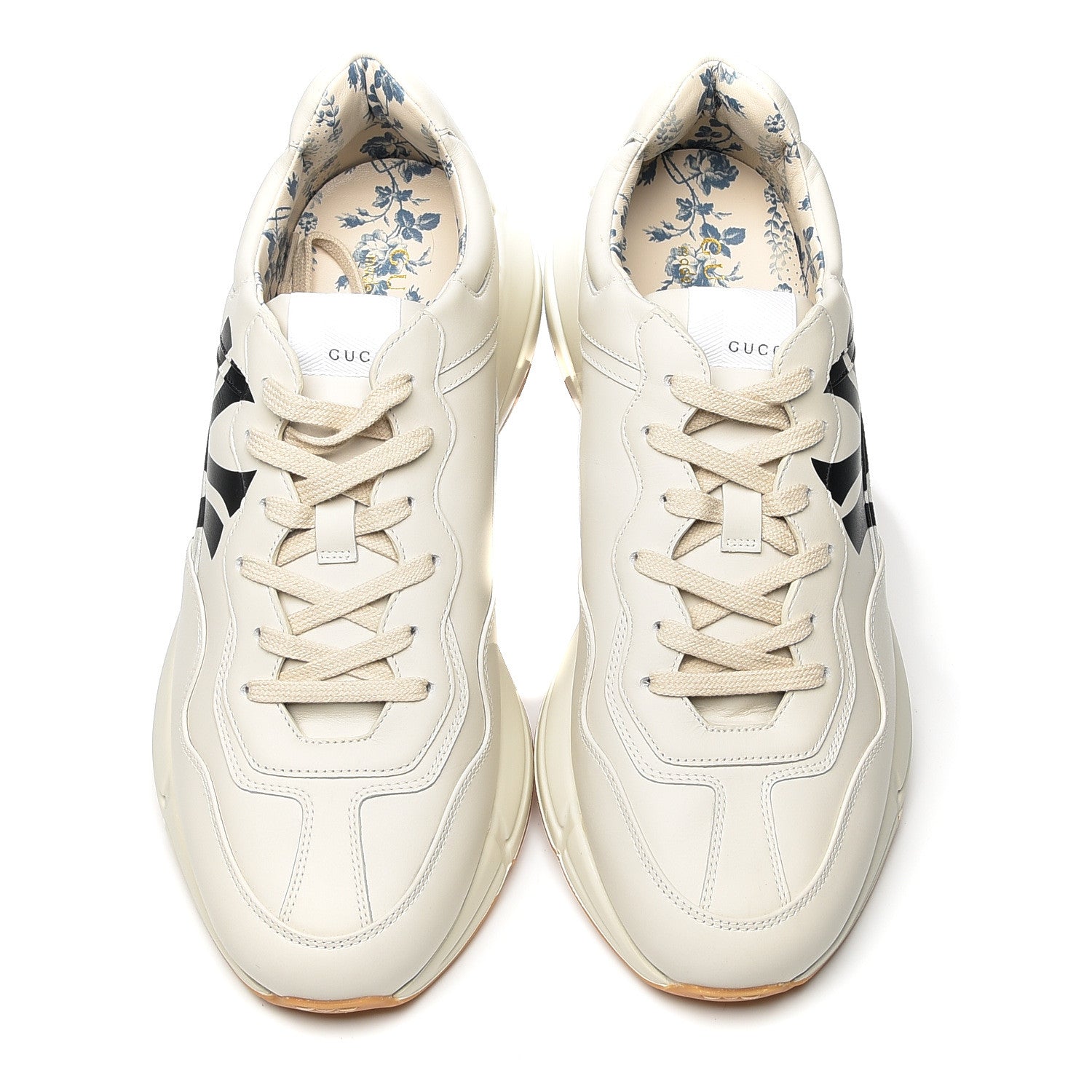 Gucci X MLB Calfskin NY Yankees Mens Rhyton Sneakers 8 Mystic White 6 of 12