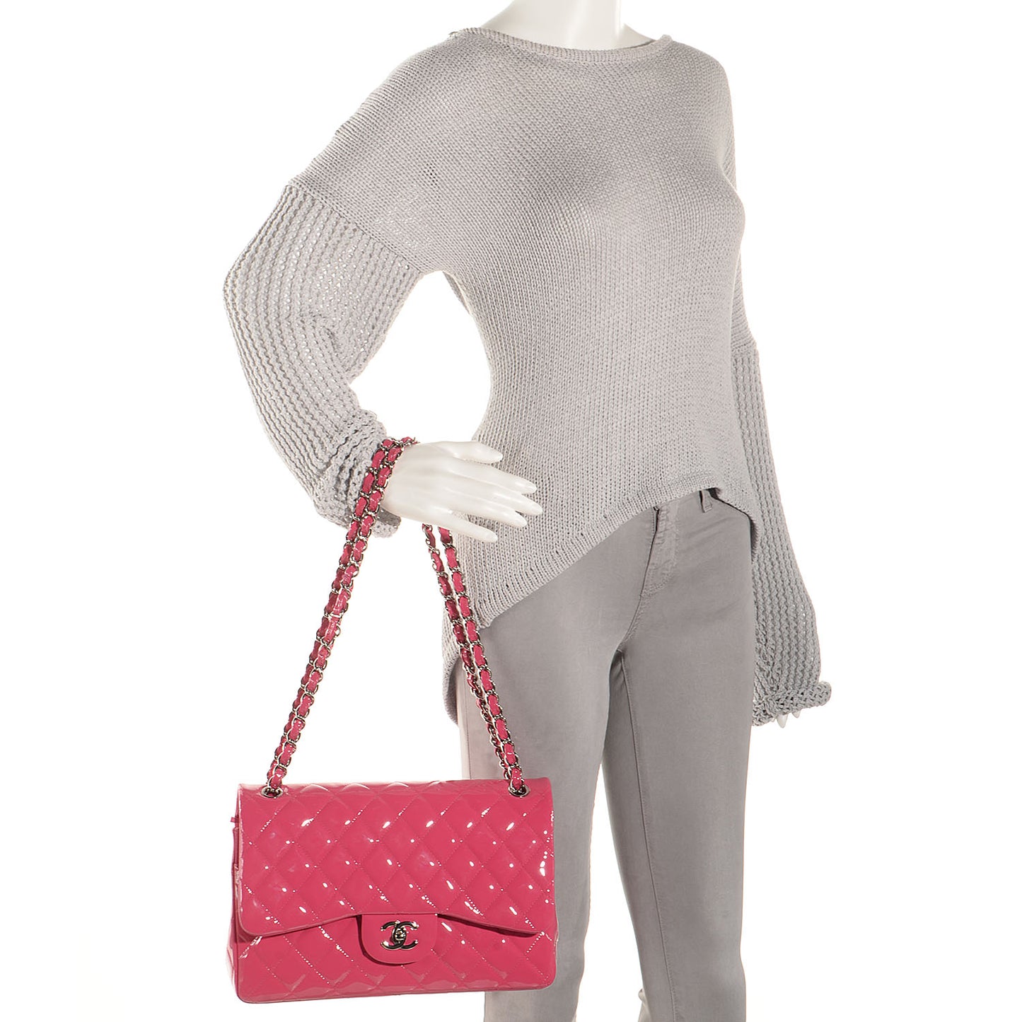 Patent Quilted Jumbo Double Flap Pink
