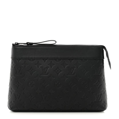 Louis Vuitton Shadow Calfskin Monogram Pochette Voyage Souple Black 1 of 6