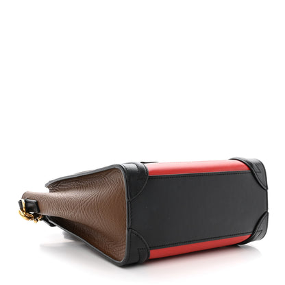 Celine Smooth Calfskin Nano Tri-Color Luggage Bright Red 4 of 10