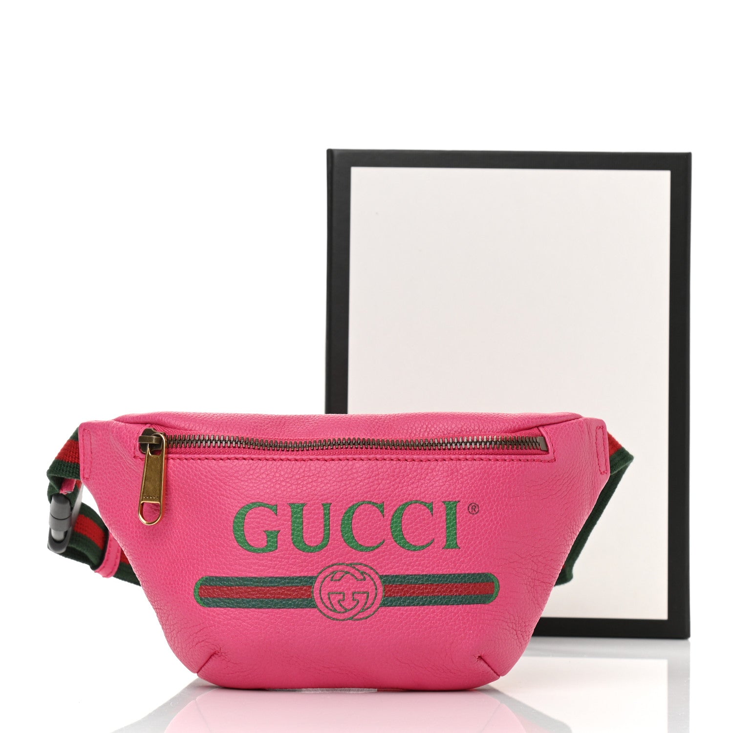 Gucci Grained Calfskin Small Logo Belt Bag Box Pink Green 8 of 8