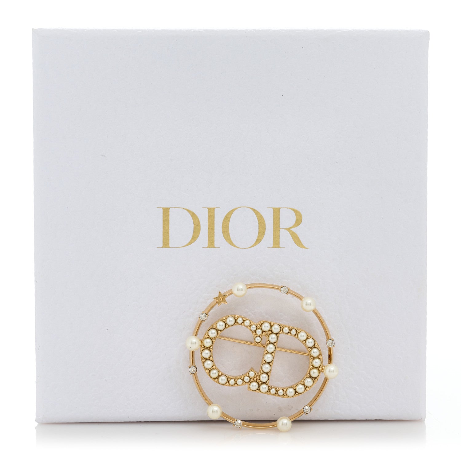Christian Dior Crystal Pearl Clair D Lune Brooch Gold 5 of 5