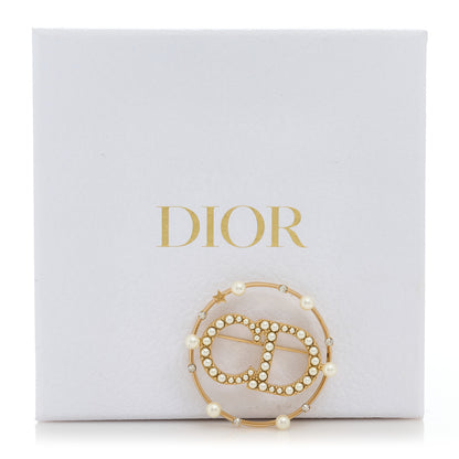 Christian Dior Crystal Pearl Clair D Lune Brooch Gold 5 of 5