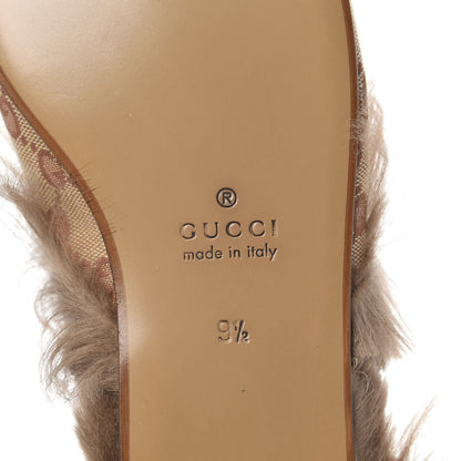 Gucci GG Monogram Fur Mens Princetown Slippers 9.5 Beige Ruggine Rust 6 of 8