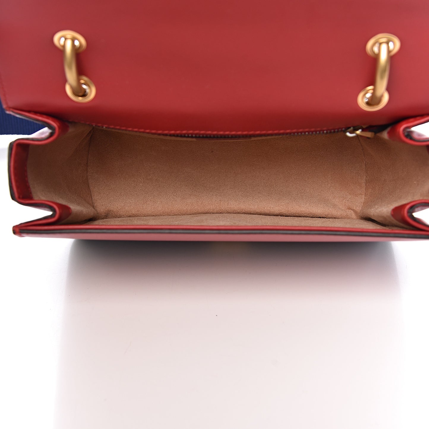 Calfskin Sylvie Web Queen Margaret Shoulder Bag Blue Agata Hibiscus Red Mystic White