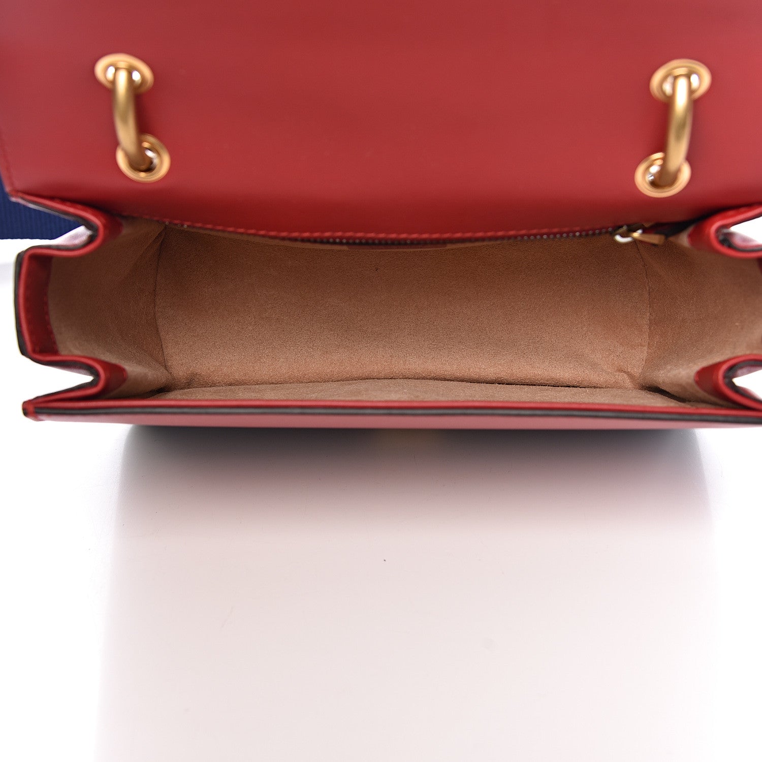Gucci Calfskin Sylvie Web Queen Margaret Shoulder Bag Blue Agata Hibiscus Red Mystic White 5 of 10