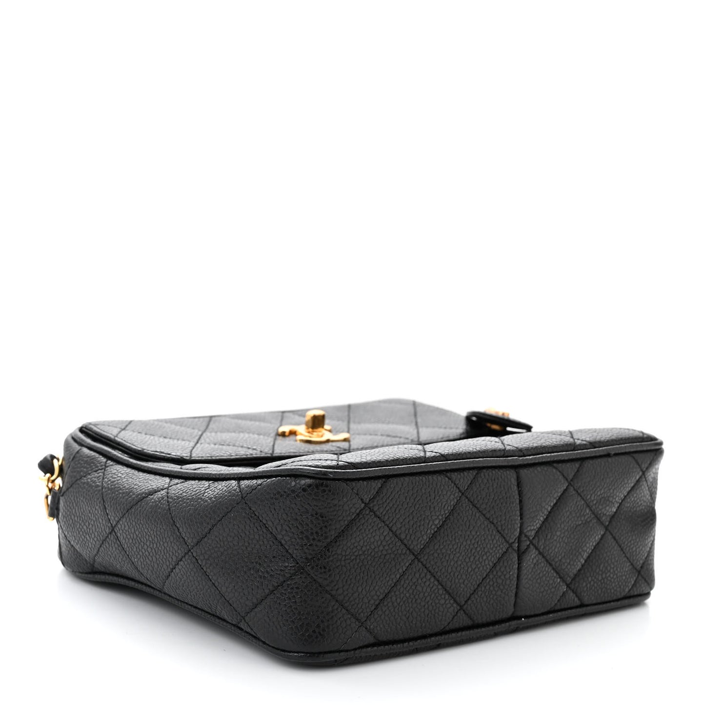 Caviar Quilted Flap Camera Case Black