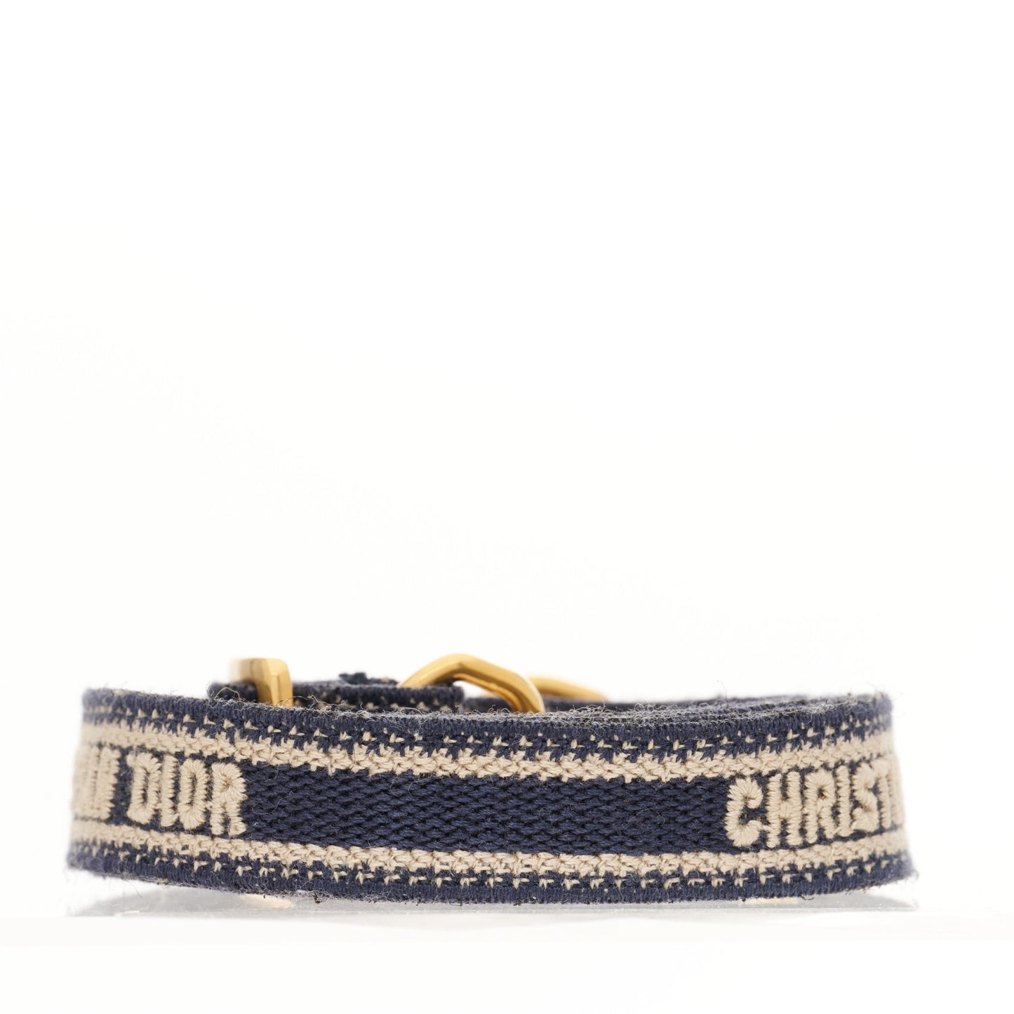 Canvas Embroidered Key Chain Shoulder Strap Blue White