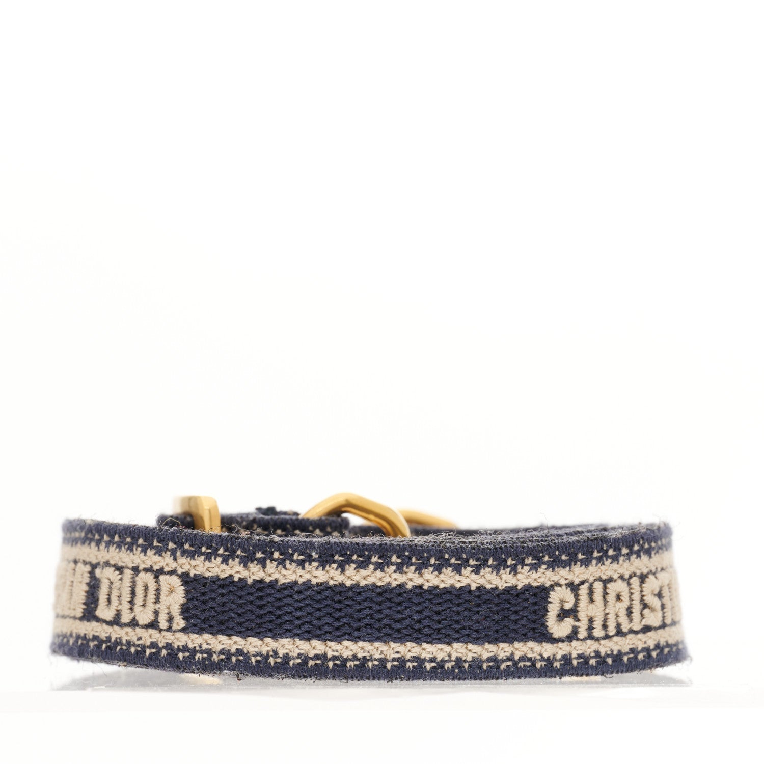 Christian Dior Canvas Embroidered Key Chain Shoulder Strap Blue White 2 of 5