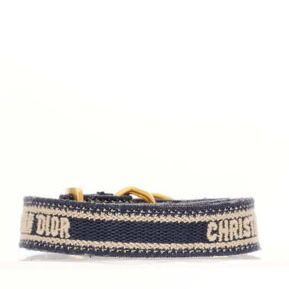 Christian Dior Canvas Embroidered Key Chain Shoulder Strap Blue White 2 of 5