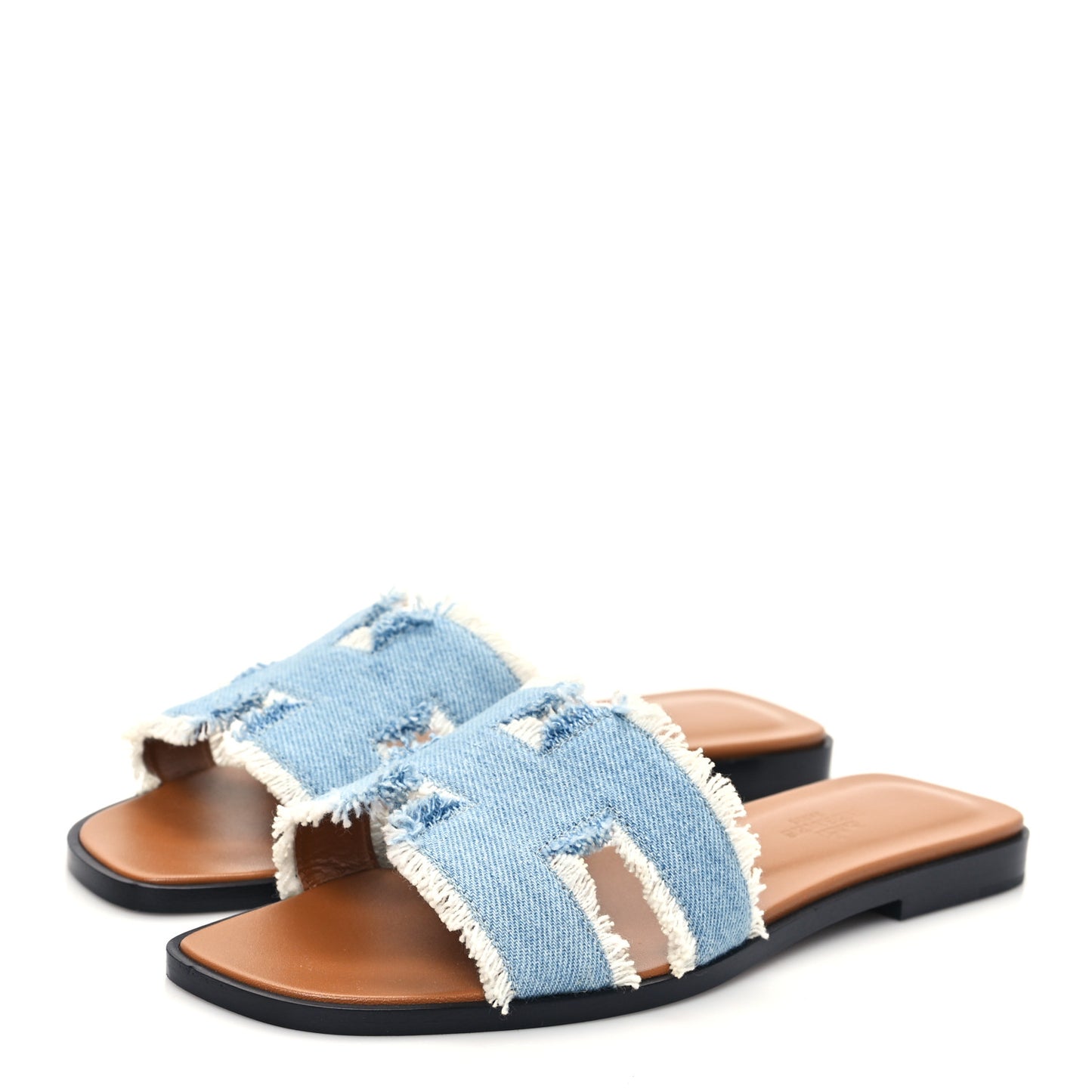 Denim Oran Fringe Sandals 36.5 Bleu Clair