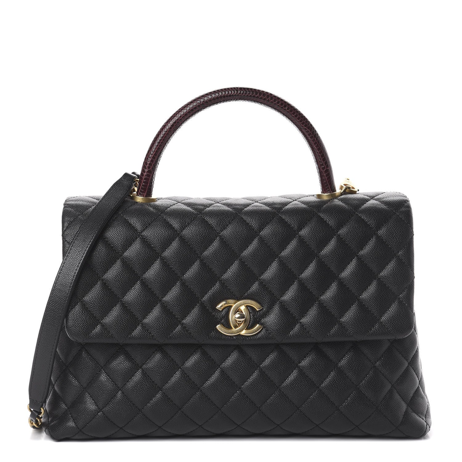 Chanel Caviar Lizard Quilted Medium Coco Handle Flap Black 1 of 8