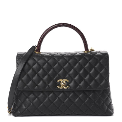 Chanel Caviar Lizard Quilted Medium Coco Handle Flap Black 1 of 8