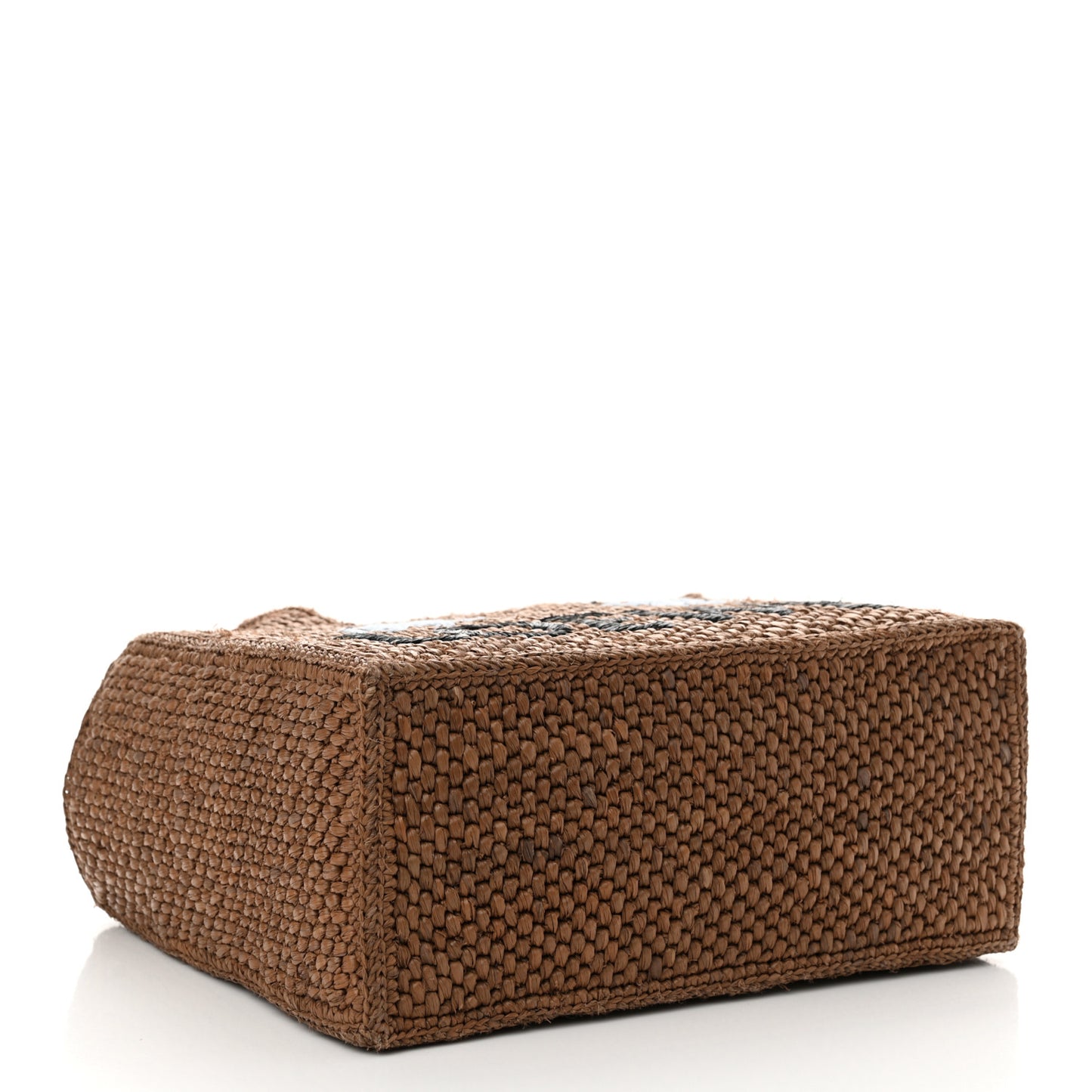 X SUNA FUJITA Raffia Small Font Tote Brown