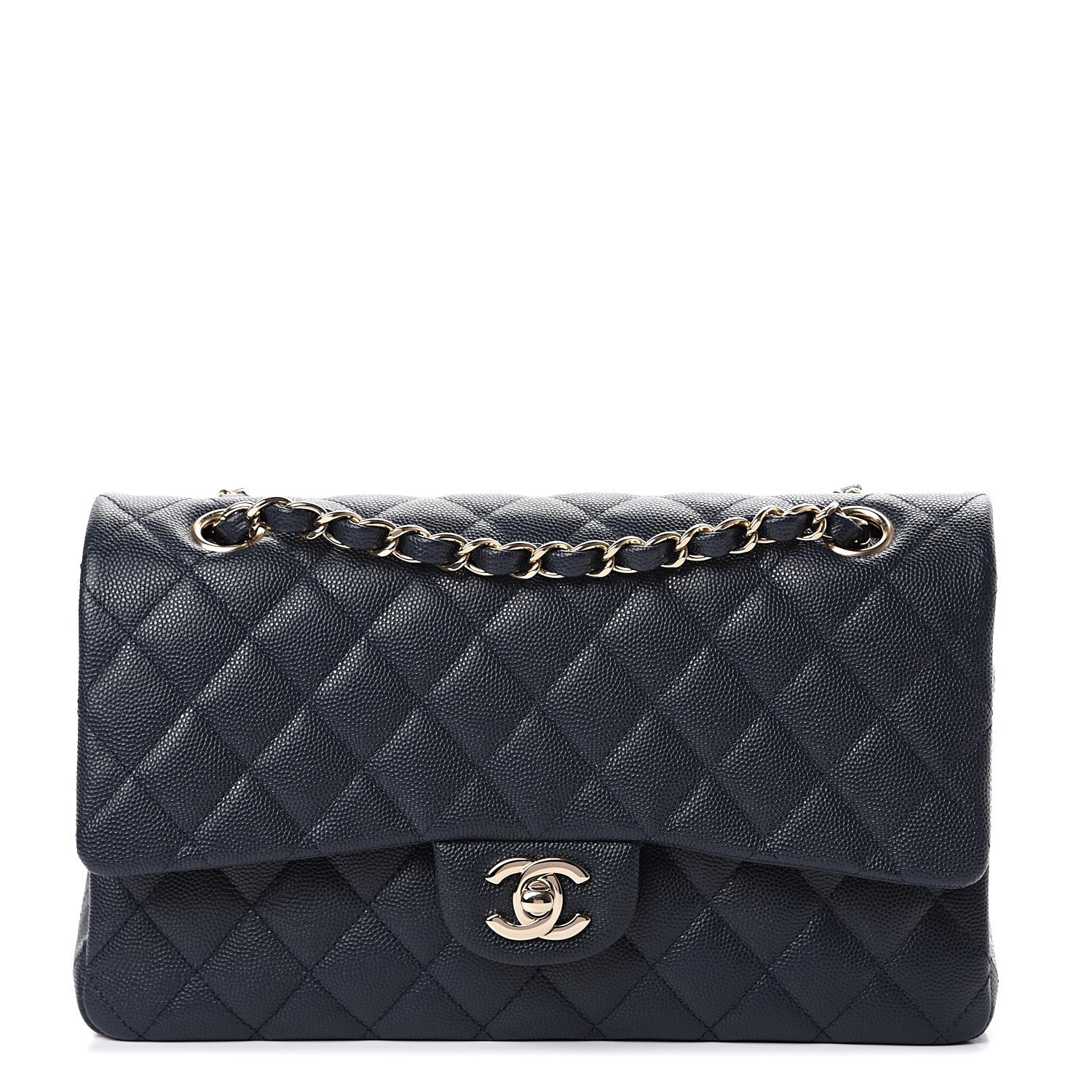 Chanel Caviar Quilted Medium Double Flap Dark Blue 1 of 10