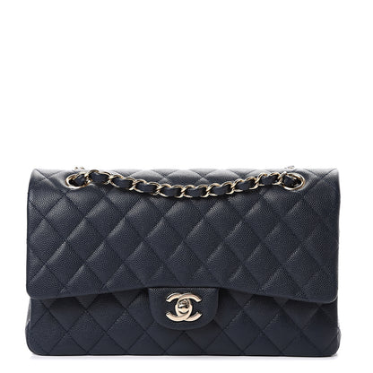 Chanel Caviar Quilted Medium Double Flap Dark Blue 1 of 10