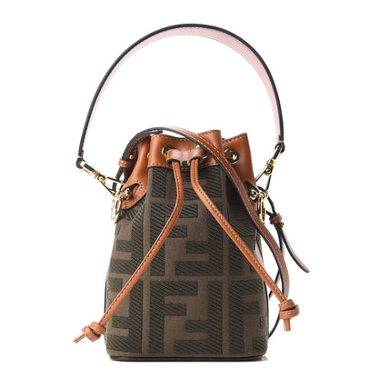 Fendi Canvas Vitello King F is Fendi FF Embroidered Mini Mon Tresor Bucket Bag Amazzonia Cuoio 1 of 12