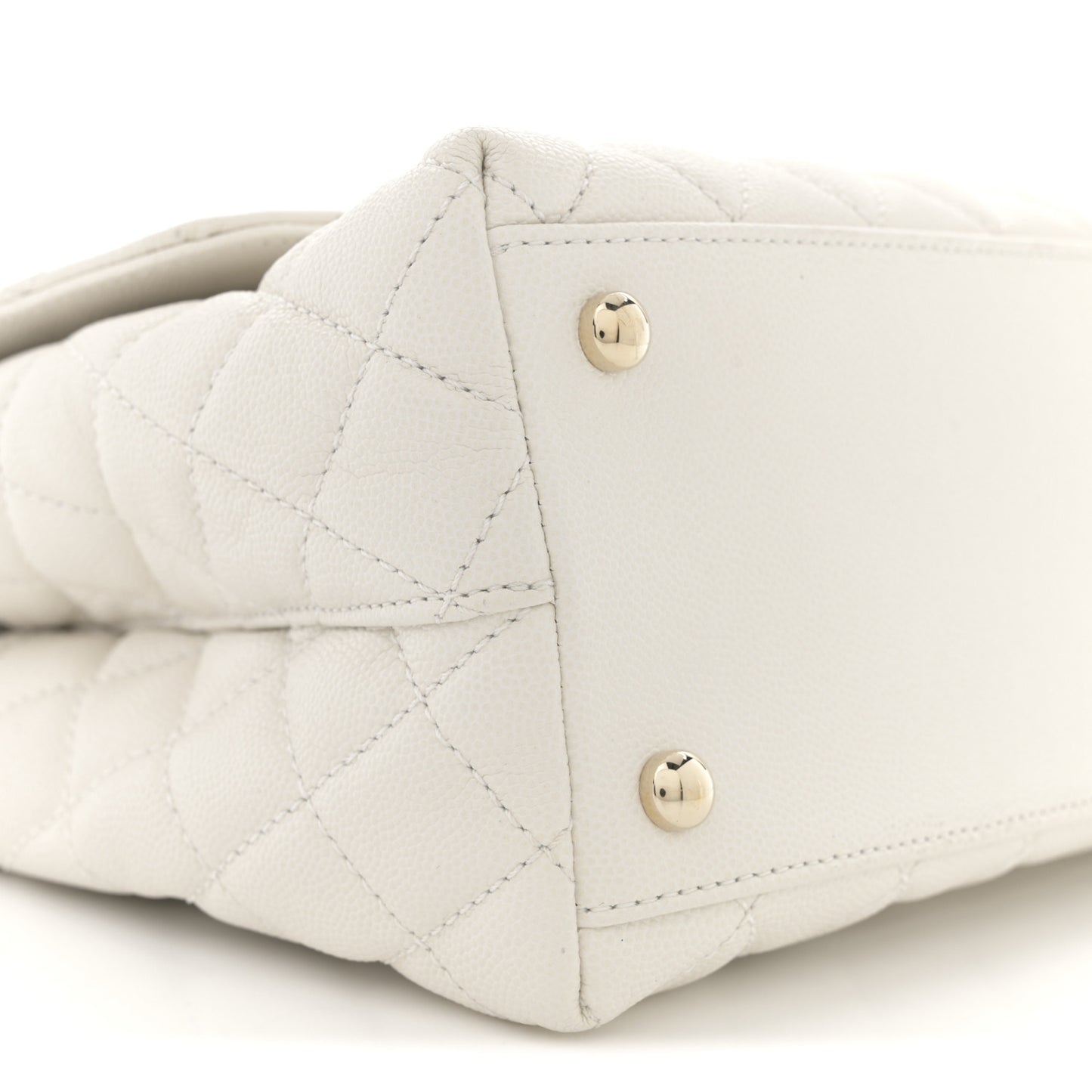 Caviar Quilted Small Coco Handle Flap White